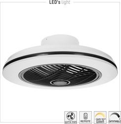 Led | Plafondventilator | LED Verlichting | Incl. Afstandbediening | 2000-4000K | Dimbaar | Dubbele motor | Ø51cm