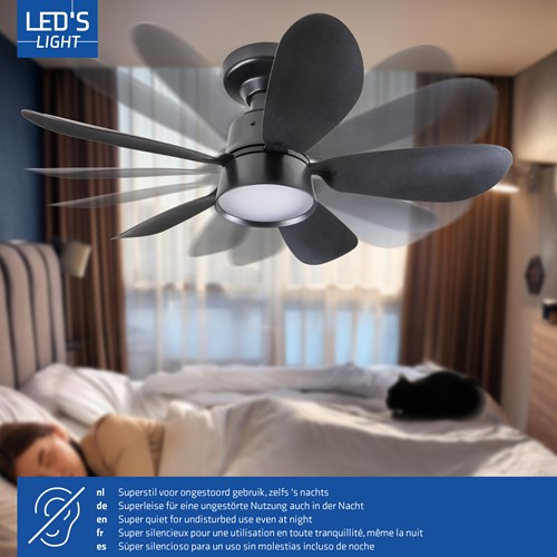 Led | Plafondventilator | LED Verlichting | Incl. Afstandbediening | 3000-6500K | Dimbaar | Ø53cm-3