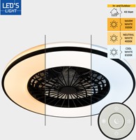 Led | Plafondventilator | LED Verlichting | Incl. Afstandbediening | 3000-6500K | Dimbaar | Ø48.5cm-2