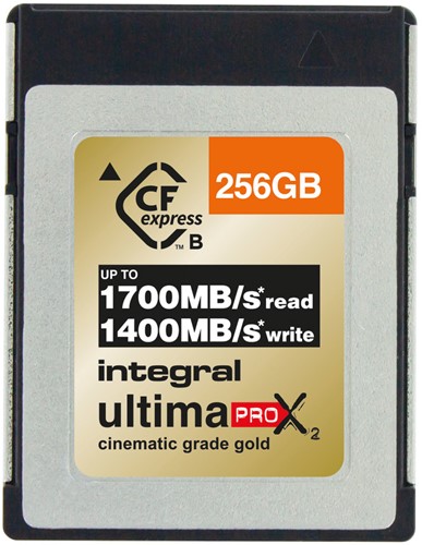 Integral | CFExpress  | 256 GB | Lezen 1700 MB/s  | Schrijven 1400 MB/s | 1400 MB/s Sustained