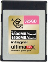Integral | CFExpress  | 325 GB | Lezen 1800 MB/s  | Schrijven 1500 MB/s | 1500 MB/s Sustained