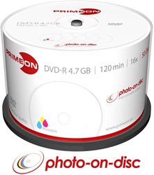 Primeon | DVD-R | 4.7 GB | Inkjet Printable | 50 Stuks