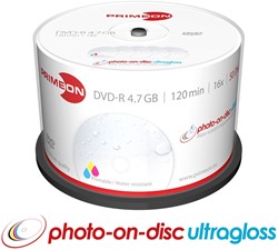 Primeon | DVD-R | 4.7 GB | Inkjet | Glossy | Printable | 50 Stuks