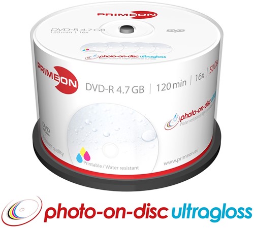 Primeon | DVD-R | 4.7 GB | Inkjet | Glossy | Printable | 50 Stuks