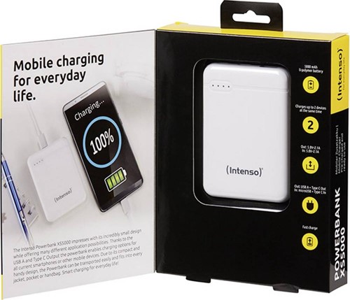 Intenso | Powerbank | 5.000 mAh | USB-C | USB | XS5000 | Wit-3