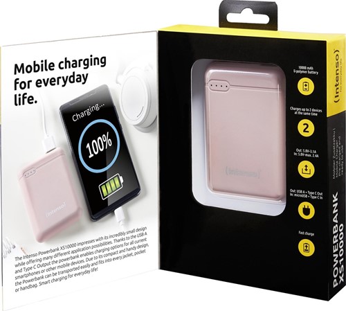 Intenso | Powerbank | 10.000 mAh | USB-C | USB | XS10000 | Roze-3