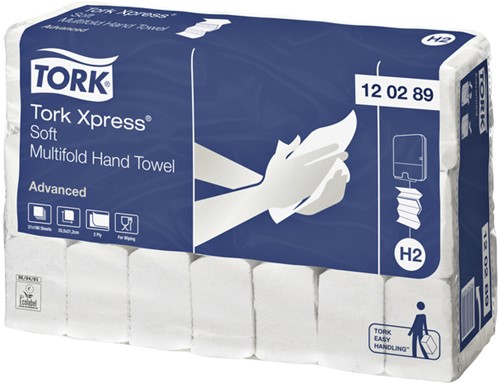 Handdoek Tork Xpress® H2 Multifold advanced 2-laags wit 120289-2