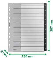 Tabblad Leitz Recycle A4 11-gaats 1-10 extra breed PP-5
