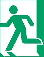 Pictogram bordje Djois Nooduitgang links 200x200mm groen