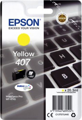 407 | 1x Geel | Origineel | Cartridges voor Epson