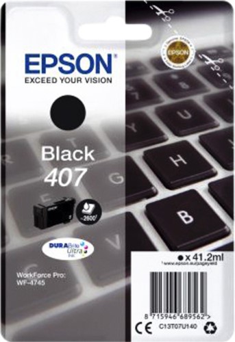 407 | 1x Zwart | Origineel | Cartridges voor Epson