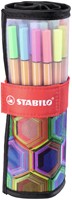 Fineliner STABILO point 88/25 Arty rollerset zwart fijn ass 25st