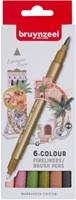 Fineliner Brush pen Bruynzeel Creatives Marrakesh set 6 kleuren