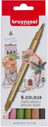 Fineliner Brush pen Bruynzeel Creatives Marrakesh set 6 kleuren