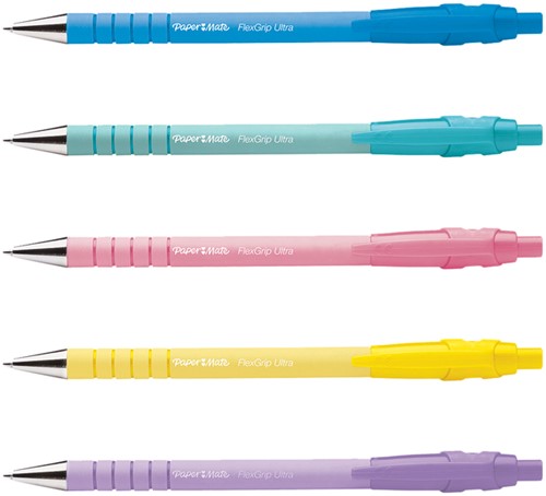 Balpen Paper Mate Flexgrip Ultra pastel medium assorti blister à 5st-2