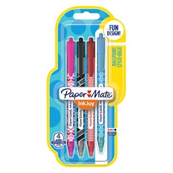 Balpen Paper Mate Inkjoy Wrap assorti blister à 4 stuks