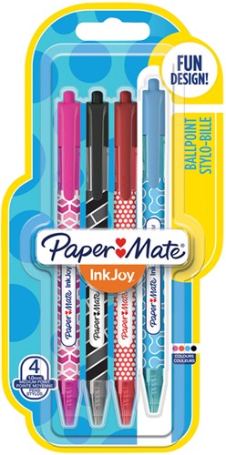 Balpen Paper Mate Inkjoy Wrap assorti blister à 4 stuks
