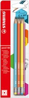 Potlood STABILO grafiet 160 HB met gumtop assorti blister à 6 stuks
