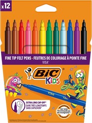 Kleurstiften BicKids Visa fijn assorti etui à 12 stuks