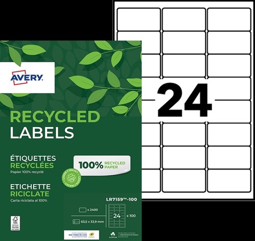 Etiket Avery LR7159-100 63.5x33.9mm recycled wit 2400 etiketten-2