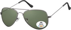 Zonnebril Montana met groen G15 gepolariseerd glas staalkleurig