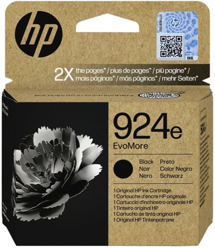 924E | 1x Zwart | Evomore | Origineel | Cartridges voor HP