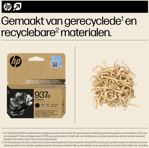 937E | 1x Zwart | Evomore | Origineel | Cartridges voor HP-2