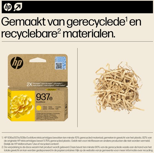 937E | 1x Geel | Evomore | Origineel | Cartridges voor HP-2