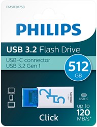 Philips | USB Stick | 512 GB | USB3.2 | USB-C | Ocean Blue