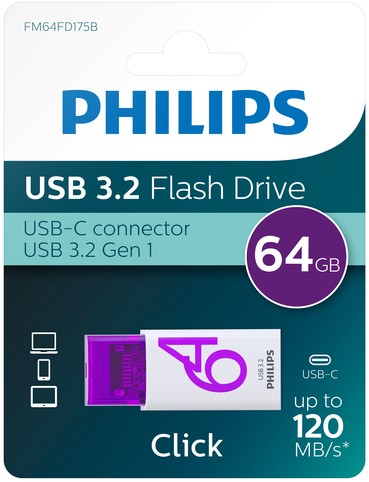 Philips | USB Stick | 64 GB | USB3.2 | USB-C | Magic Purple