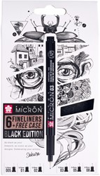 Fineliner Sakura Pigma Micron 6 stuks 1 x 005 (0.2 mm), 1 x 01 (0.25 mm), 1 x 02 (0.30 mm), 1 x 03 (0.35 mm), 1 x 05 (0.45 mm), 1 x 08 (0.50 mm) zwart