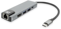 ACT | Docking | Station | USB-C | HDMI | 4K | PD Pass Through 100 Watt | 2x USB-A | LAN | Space Gray