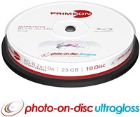 Primeon | BD-R | 25 GB | Full-Printable | Glossy | 10x Speed | Cakebox | 10 Stuks