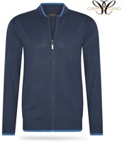 Grosseto Full Zip Cardigan Tipping Navy S