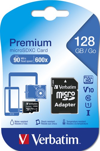Verbatim | MicroSDXC | 128 GB | 90 MB/s | Premium-3