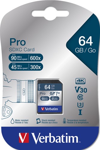 Verbatim | SDHC | 64 GB | UHS-I | U3 | Pro-3
