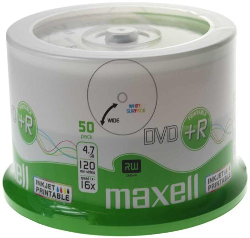 Maxell | DVD+R | 4.7 GB | Inkjet Printable | 50 stuks