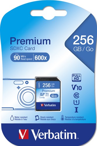 Verbatim | SDXC | 256 GB | 90 MB/s | Premium-3
