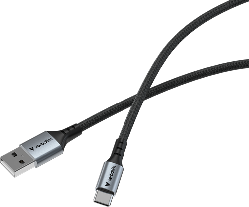 Verbatim | Sync en Laad Kabel | USB-A | USB-C | 480 Mbps | Max 15 Watt | 1,2 mtr | Nylon | Zwart-3