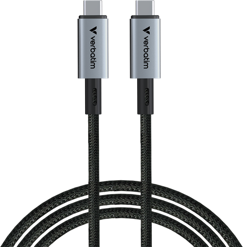 Verbatim | Sync en Laad Kabel | USB-C | USB4 | 40 Gbps | Max 240 Watt | 1,2 mtr | Nylon | Zwart