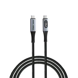 Verbatim | Sync en Laad Kabel | USB-C | USB4 | 40 Gbps | Max 240 Watt | Power Display | 1,2 mtr | Nylon | Zwart