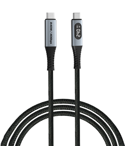 Verbatim | Sync en Laad Kabel | USB-C | USB4 | 40 Gbps | Max 240 Watt | Power Display | 1,2 mtr | Nylon | Zwart