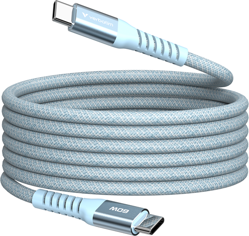Verbatim | Sync en Laad Kabel | USB-C | 480 Mbps | Max 60 Watt | 1,2 mtr | Magnetisch | Nylon | Blauw