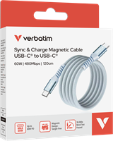 Verbatim | Sync en Laad Kabel | USB-C | 480 Mbps | Max 60 Watt | 1,2 mtr | Magnetisch | Nylon | Blauw-2