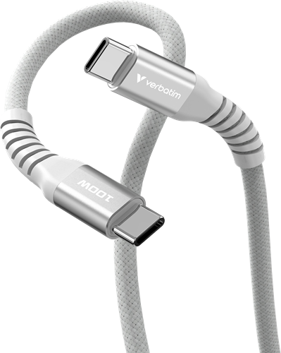 Verbatim | Sync en Laad Kabel | USB-C | 480 Mbps | Max 100 Watt | 1,2 mtr | Magnetisch | Nylon | Grijs-3