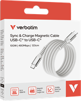 Verbatim | Sync en Laad Kabel | USB-C | 480 Mbps | Max 100 Watt | 1,2 mtr | Magnetisch | Nylon | Grijs-2