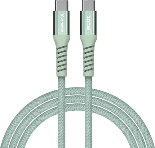 Verbatim | Sync en Laad Kabel | USB-C | 480 Mbps | Max 100 Watt | 1,2 mtr | Magnetisch | Nylon | Groen-3
