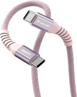 Verbatim | Sync en Laad Kabel | USB-C | 480 Mbps | Max 100 Watt | 1,2 mtr | Magnetisch | Nylon | Roze-3