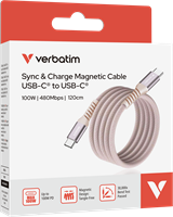 Verbatim | Sync en Laad Kabel | USB-C | 480 Mbps | Max 100 Watt | 1,2 mtr | Magnetisch | Nylon | Roze-2
