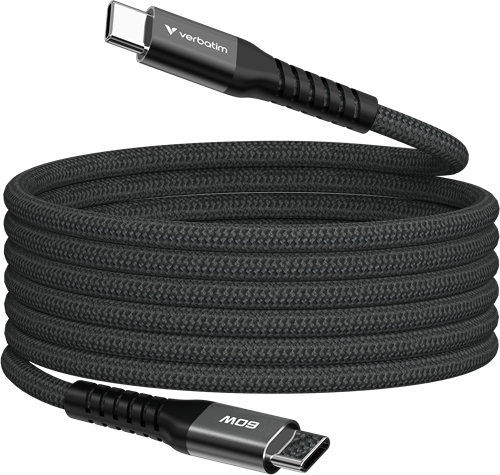 Verbatim | Sync en Laad Kabel | USB-C | 480 Mbps | Max 60 Watt | 1,2 mtr | Magnetisch | Nylon | Zwart